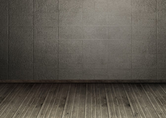 Dark room with floorboards