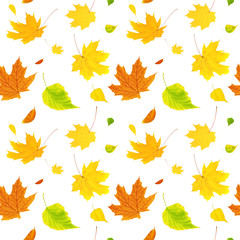 Fototapeta premium Seamless background with flying autumn leaves