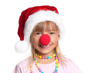 Little girl in Santa hat