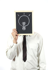 Businessman with a chalkboard