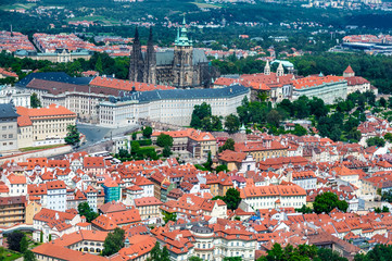 Naklejka na ściany i meble Aerial view on Prague