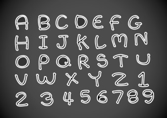 vector real Hand drawn letters font written with a pen
