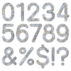 Font stone wall texture numeric 0 to 9
