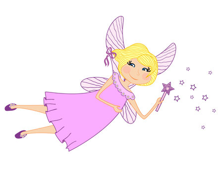 Funny little fairy with a magic wand