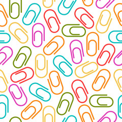Seamless pattern of multicolored paper clips