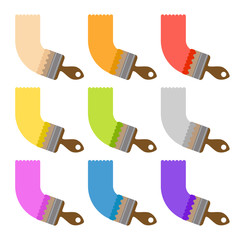 Set of brushes with different paint
