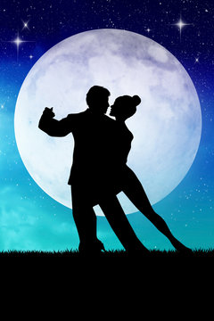 Couple Dancing In The Moonlight