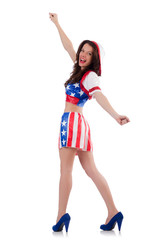 Woman boxer in uniform with US symbols