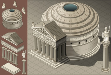 Isometric Pantheon Temple in Roman Architecture - 58254685