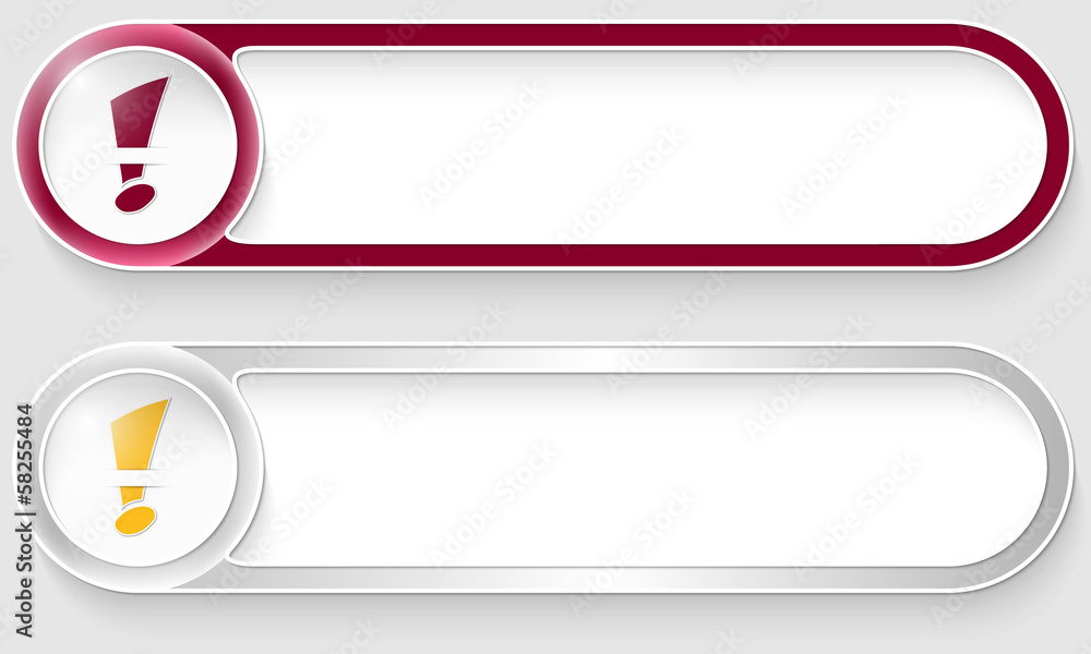 Poster purple and silver vector abstract buttons with exclamation mark