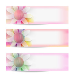 set of three vector abstract banner and flower