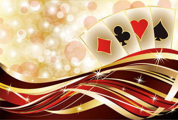 Casino poker cards banner, vector illustration