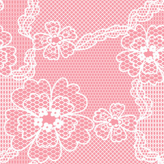 Lace vector fabric seamless  pattern with flowers