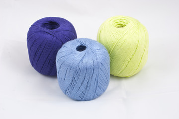 Three skeins on white background