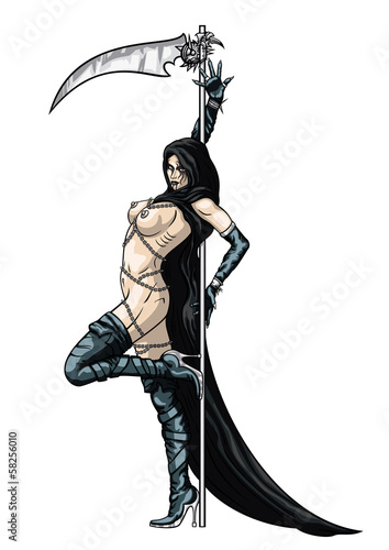 Striptease Girl Grim Reaper Stock Photo And Royalty Free