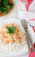 Creamy Tomato Chicken on Rice