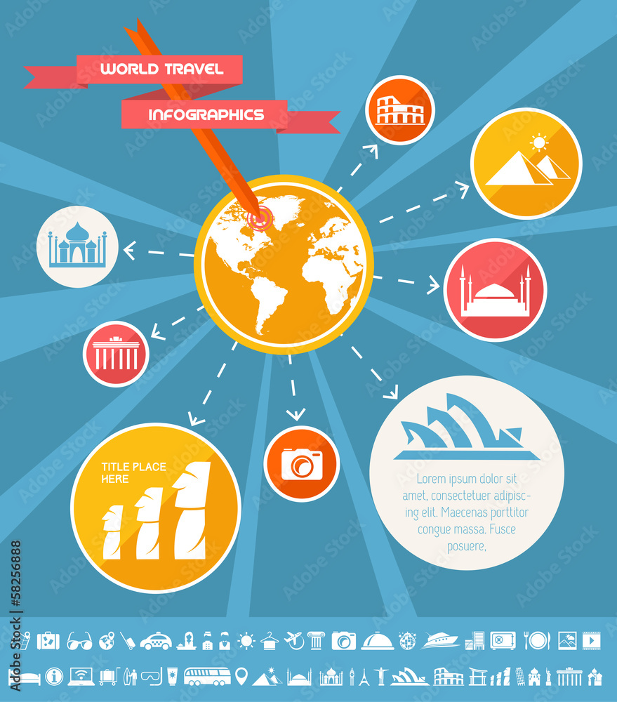 Wall mural flat infographic elements plus icon set. vector eps 10.