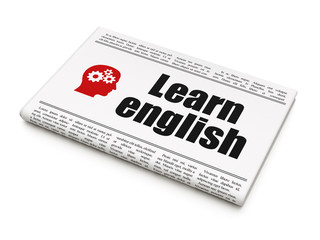 Education news concept: newspaper with Learn English and Head