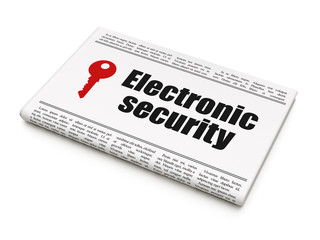 Security news concept: newspaper with Electronic Security Key