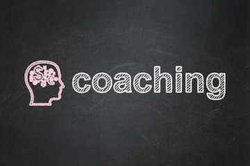 Education concept: Head With Finance Symbol and Coaching