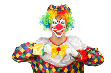 Funny clown isolated on white