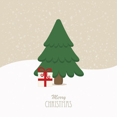 Naklejka premium christmas tree gift snowy background