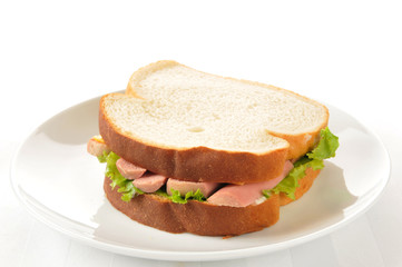 Vienna sausage sandwich on white