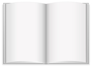 Buch, weiß freigestellt und beschreibbar