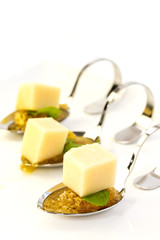 canape with meat vegetables and seafood