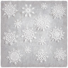 Vintage background with snowflake set - vector illustration