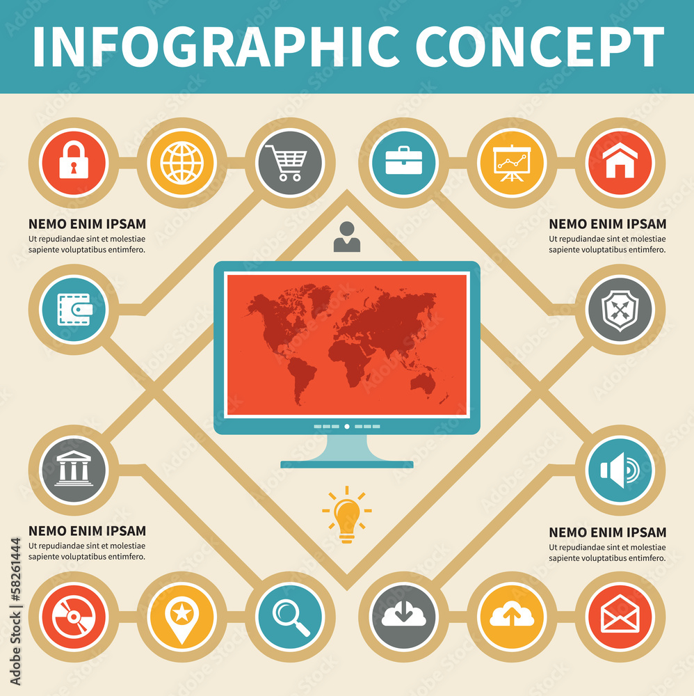 Poster infographic concept - vector scheme with icons