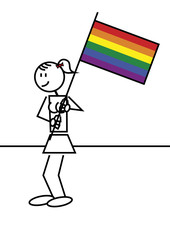 Stick figure girl gay flag