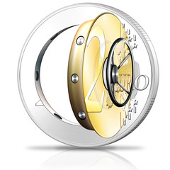 Euro Münze - Tresor, Safe 3d Symbol