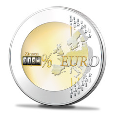 Euro Münze mit Zinsen