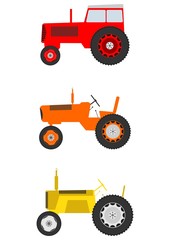 Retro cartoon tractor set