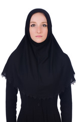 Naklejka premium Woman with muslim burqa isolated on white