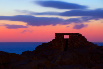 Obraz premium Ciutadella Menorca at Punta Nati sunset in Balearic