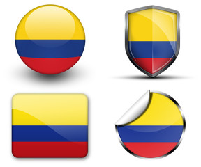 Colombia flag button sticker and badge