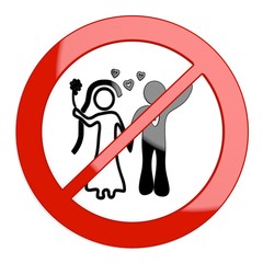 Illustration of a restricted marriage sign not allowed