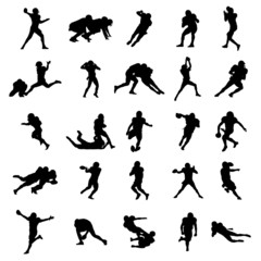 American Football Black Vector Silhouettes Illustration