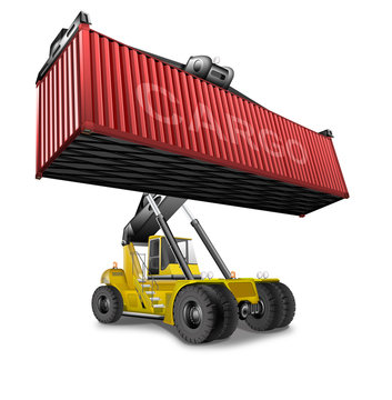 Container Stapler mit roten Container