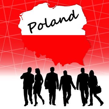 Fototapeta Map of Poland next to Polish people