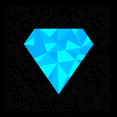 Big blue polygonal diamond on the black background.