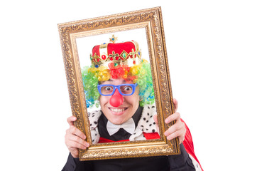Fototapeta premium Businessman with crown isolated on white