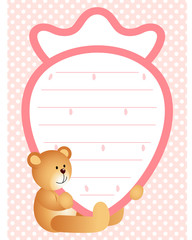 Tag Label of Strawberry with Teddy Bear