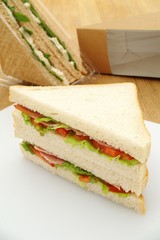 ham salad sandwich on sliced white bread
