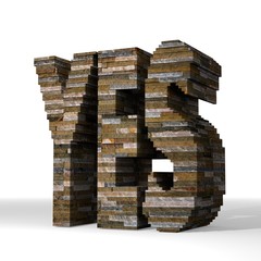 3d render of a strong yes sign  built out of stones
