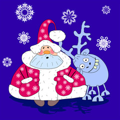 Santa Claus and deer