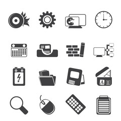 Silhouette Computer, mobile phone and Internet Vector Icon Set