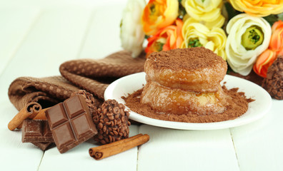 Yummy chocolate cake close-up